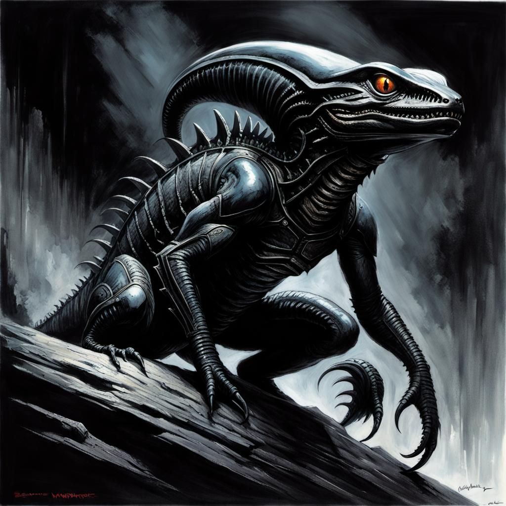 Xenomorphic Salamander in Haunted Ziggurat Comic Art