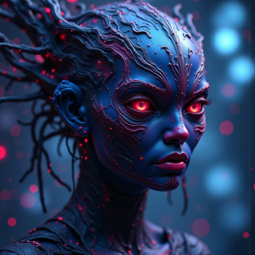 Cosmic Chimeric Entity with Mycelial Textures