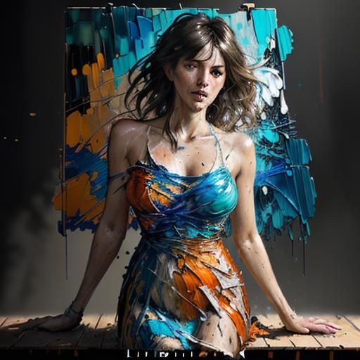 Palette Knife Oil Painting with Mosaic Elements