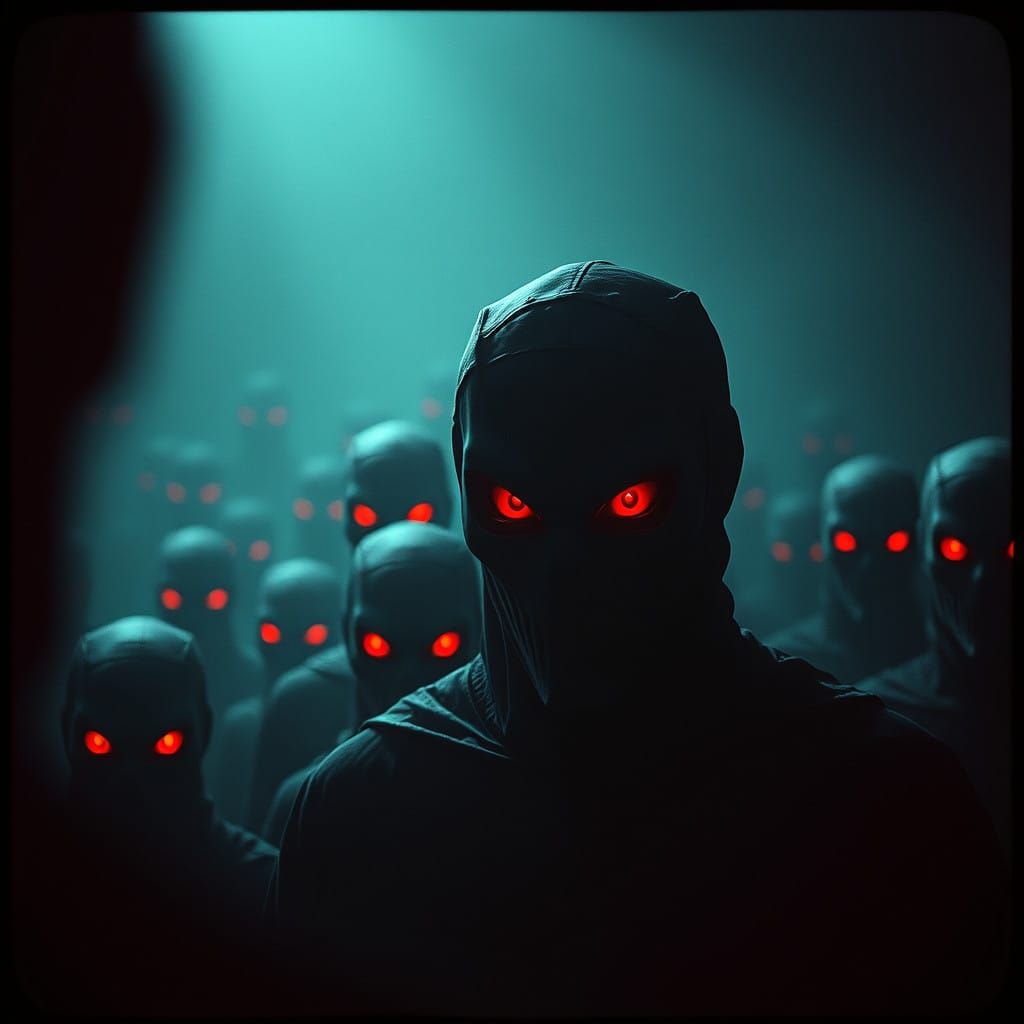 Red Eyes Lurk in Shadows Cinematic Film Still