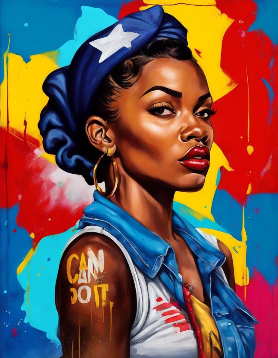 Melanated Rosie the Riveter Graffiti Art