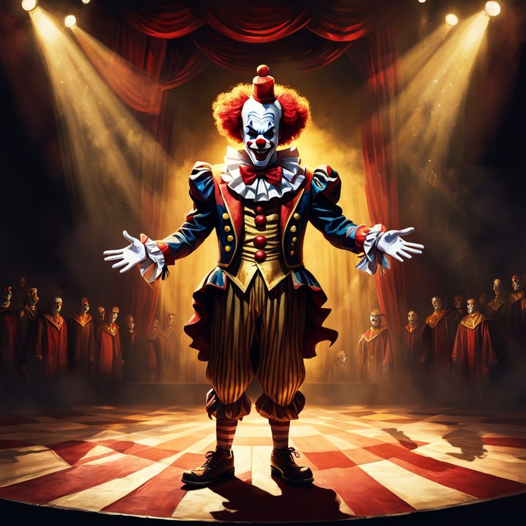 Master Clown in Vibrant Oil Painting Style