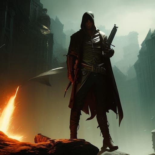 Snake Assassin in Dark Fantasy Style