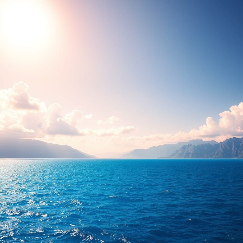 Dreamy Ocean Landscape with Majestic Mountains