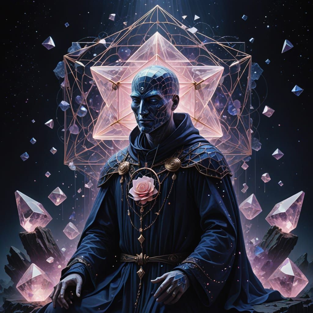 Spiritual Alchemy: Figure Crystallizing with Metatron's Cube