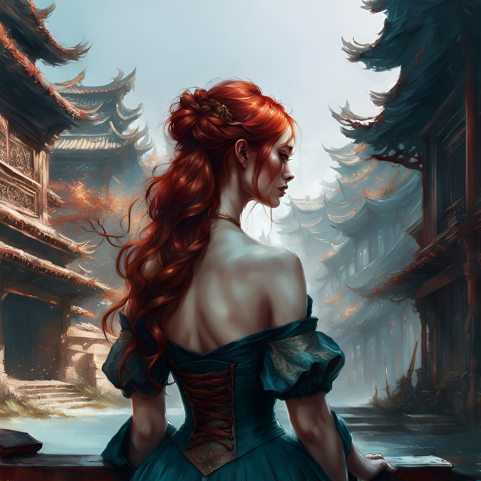 Redhead Portrait in Digital Illustration Style