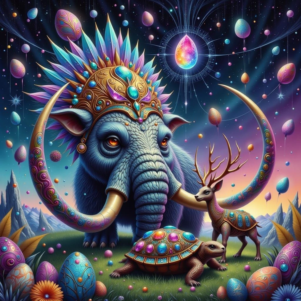 Vibrant Easter Scene in Whimsical Fairy Punk Style