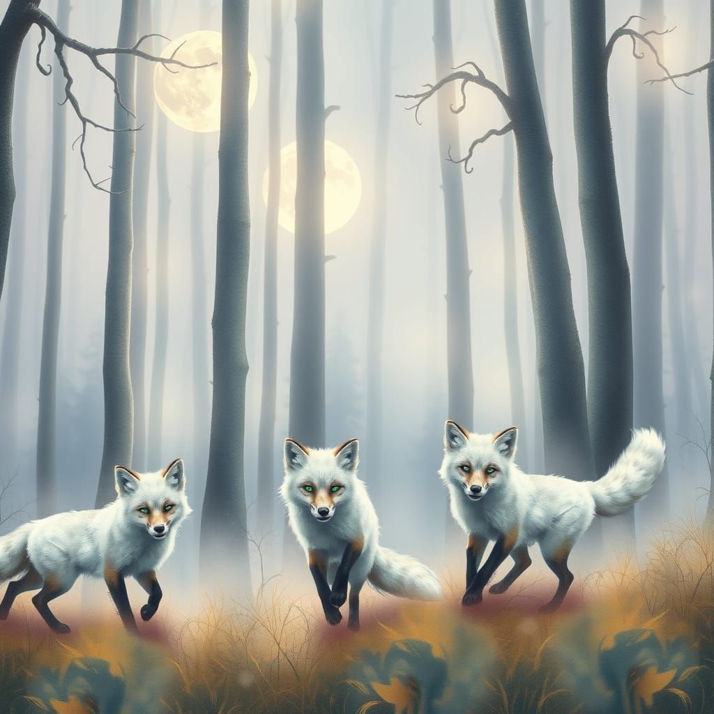 Moonlit Silver Sanctuary in Whimsical Watercolor Style