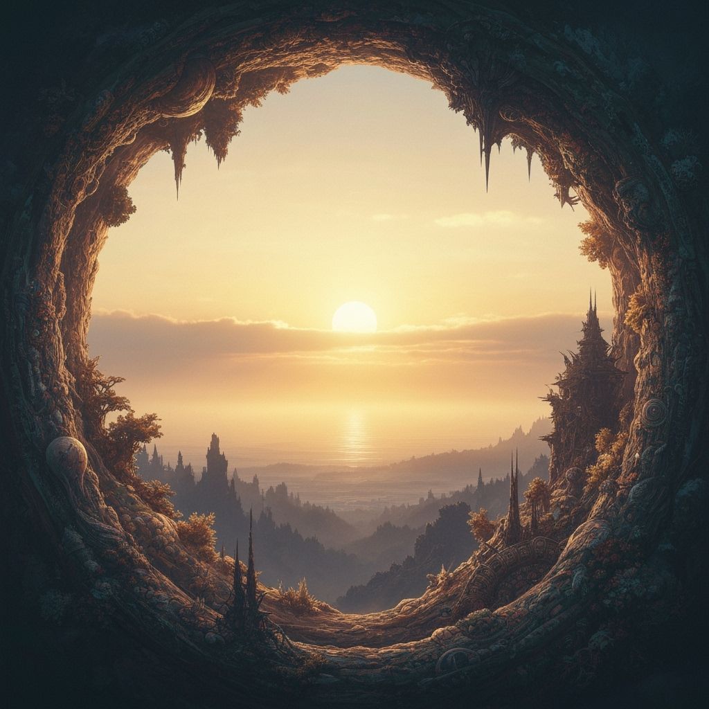 Golden Sunrise Pond Scene in Detailed Matte Painting Style