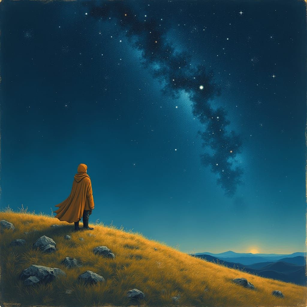 Celestial Summit: A Dreamlike Vision of the Night Sky