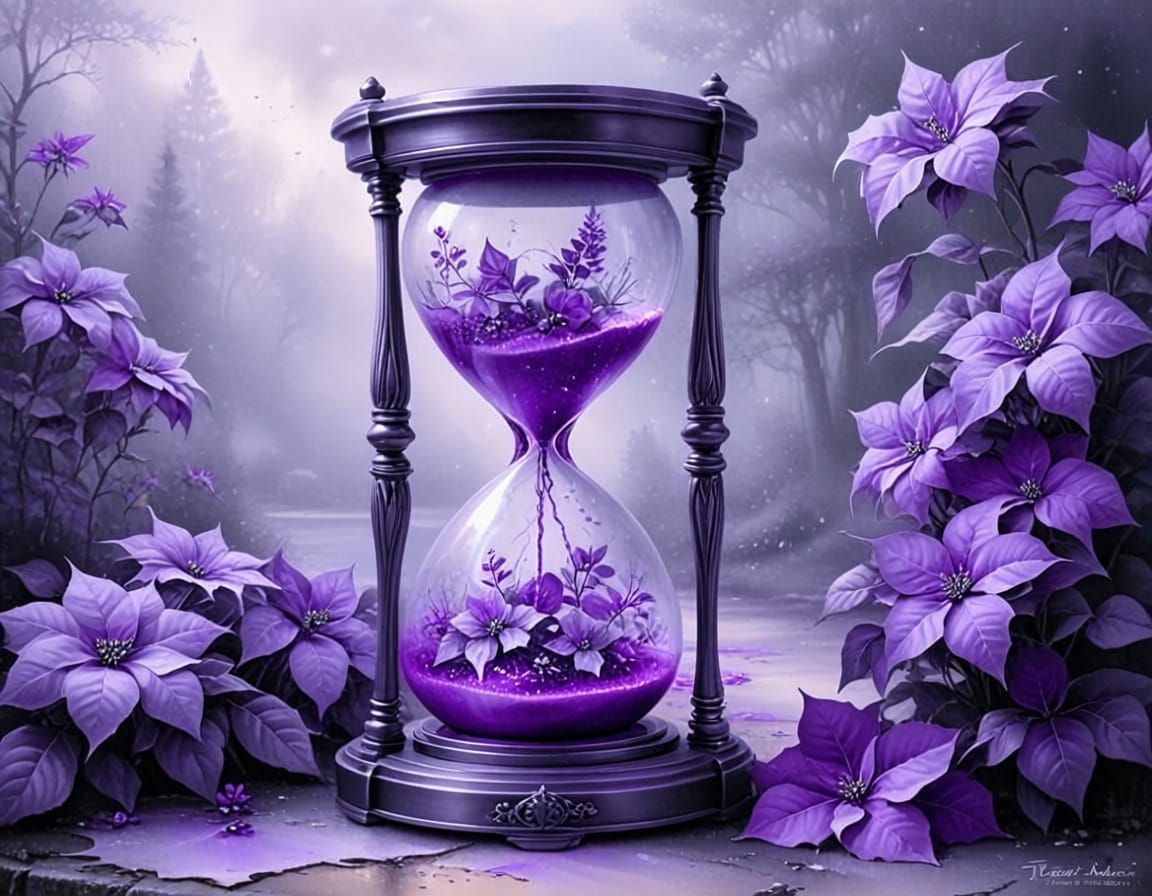 Ethereal Violet Fantasy Landscape in Thomas Kinkade Style