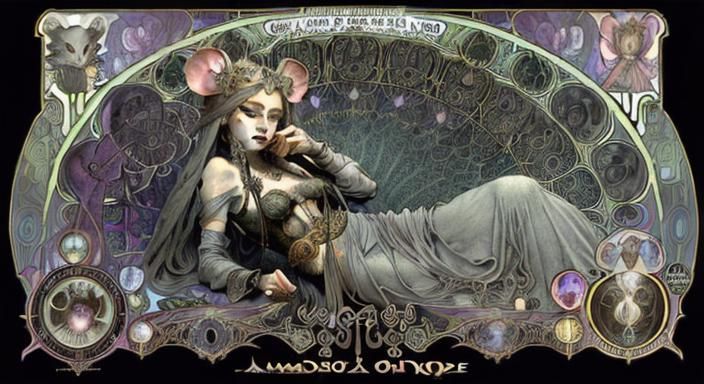 Surreal Rat Illustration in Art Nouveau Style