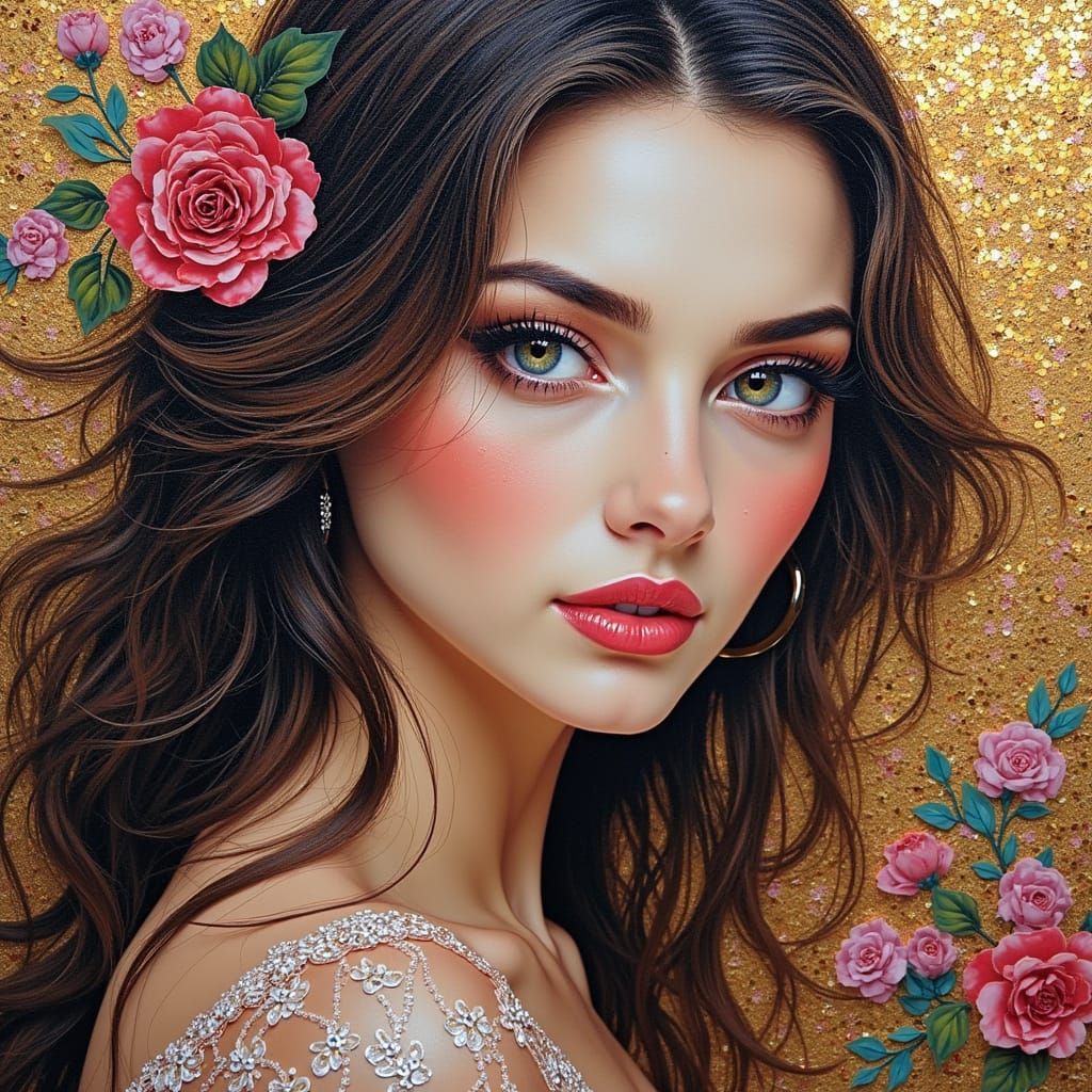 Elegant Portrait in Sequin and Silk