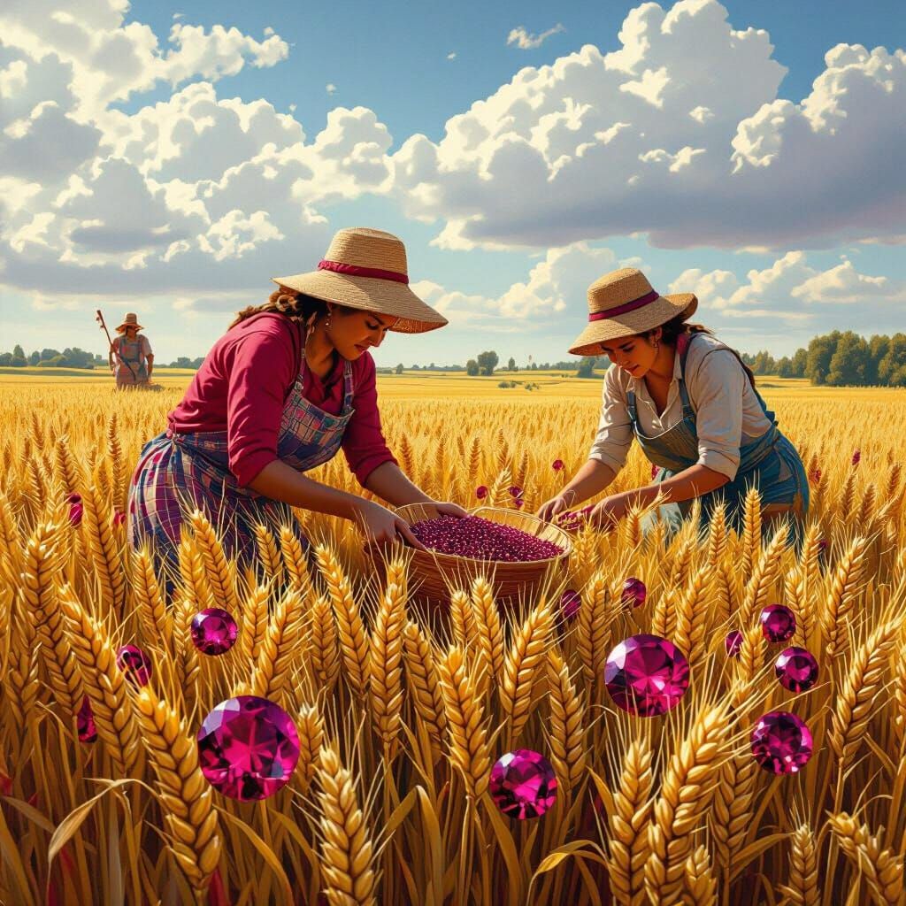 Ruby Wheat Harvest: A Matte Painting