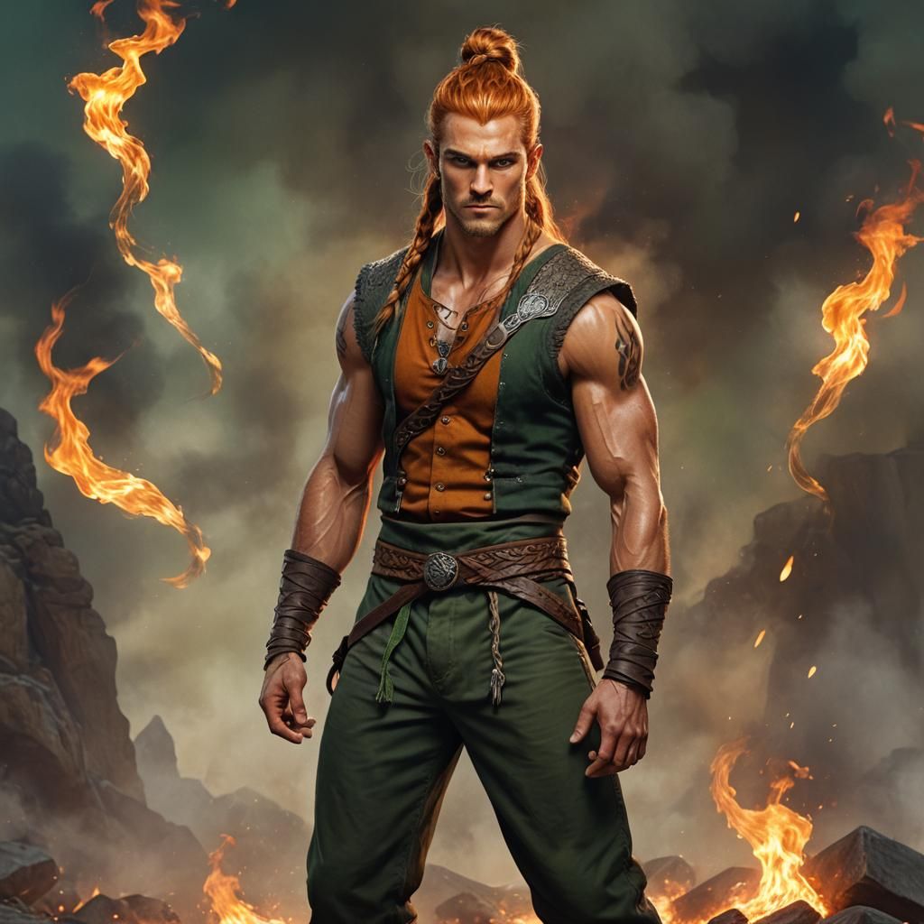 Fiery Teenage Genie with Viking Braid