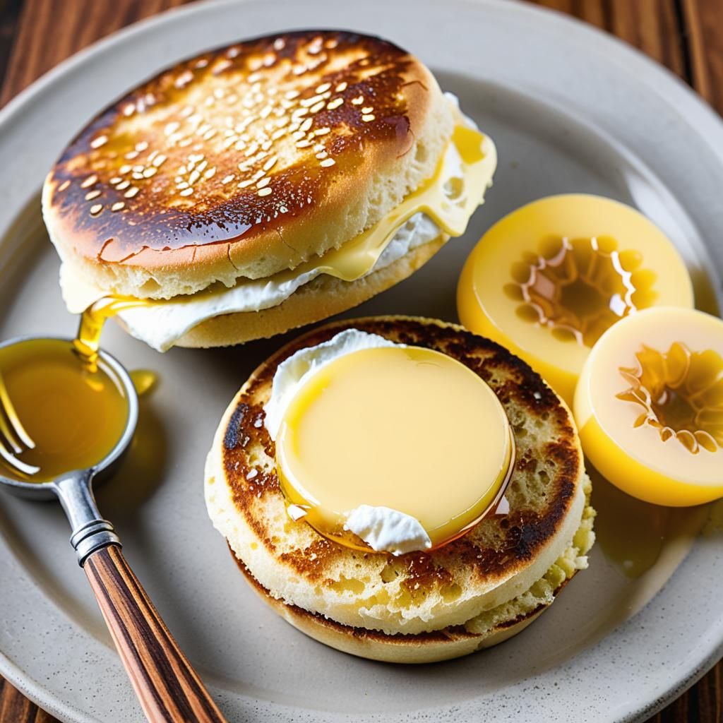 Buttered Honey English Muffin Breakfast