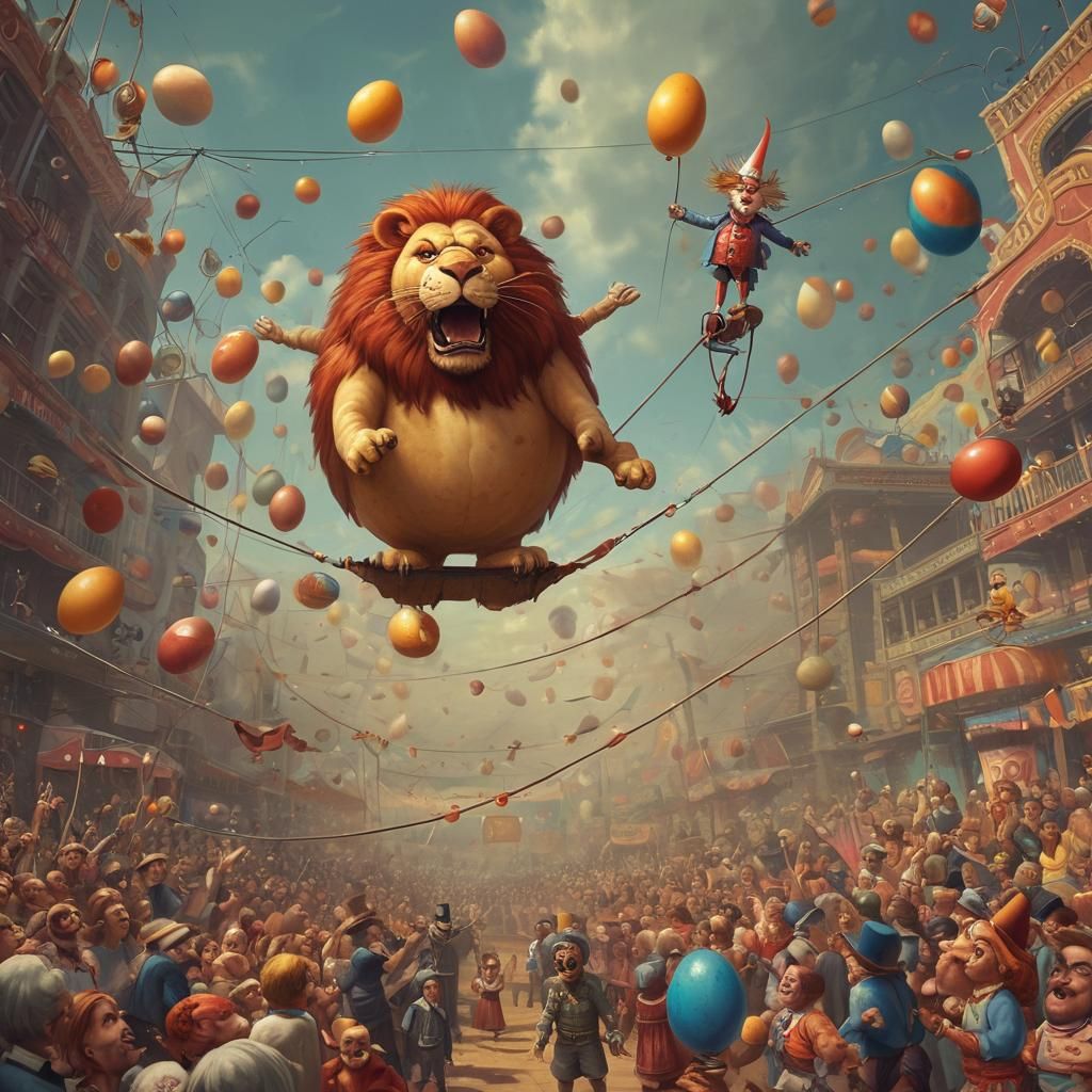 Angry Egg Circus Performer: Whimsical 3D Digital Art