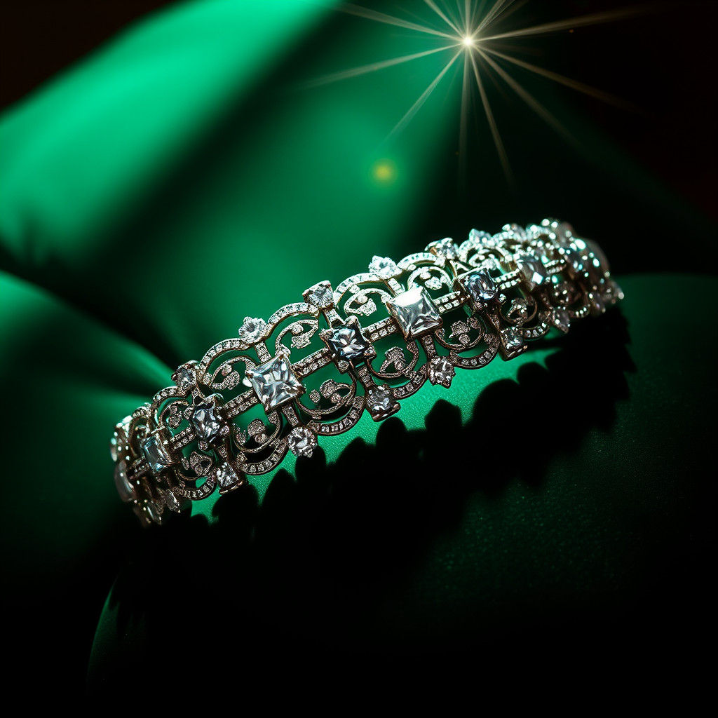 Diamond Bracelet on Velvet in Cinematic Style