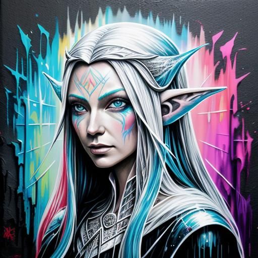 Galadriel in Graffiti Splash Art Style