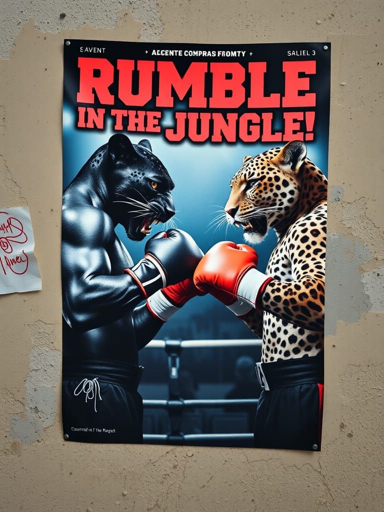 Rumble in the Jungle: Panther vs Leopard Boxing Poster
