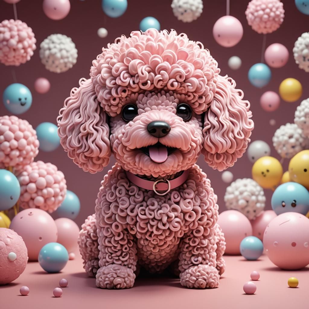 soft pink squishmallow cartoon kawaii poodle