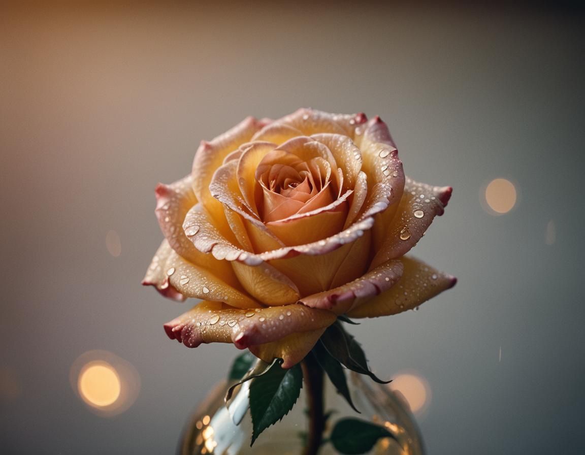 Cinematic Macro Shot of Rose in Bottle