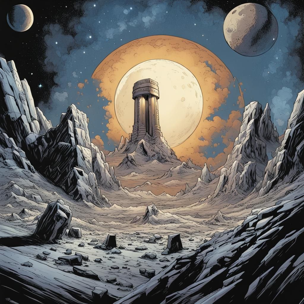Thor's Hammer Destroys the Moon: Comic Book Art