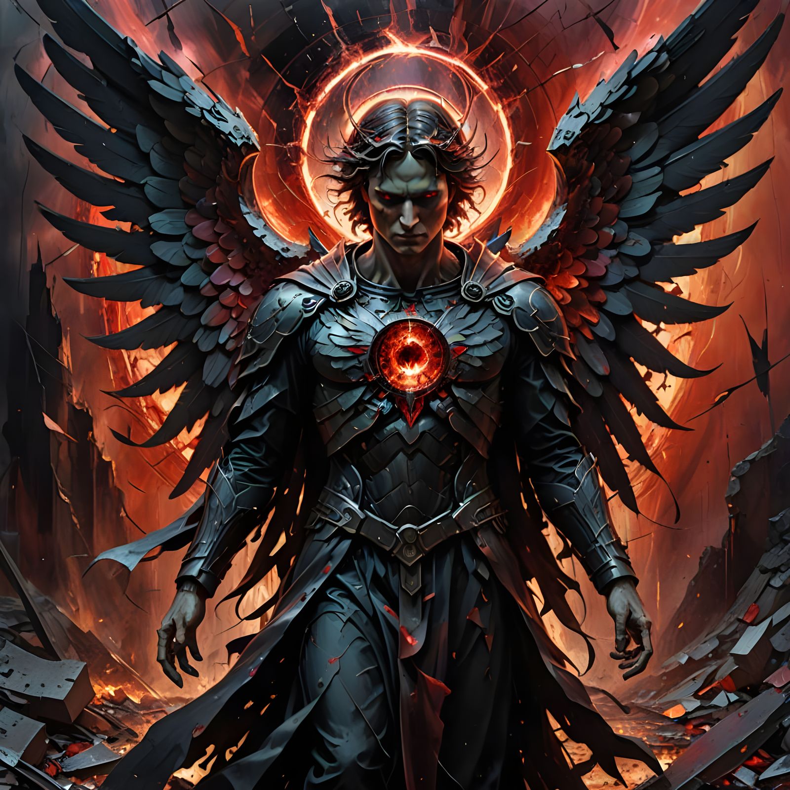 Fallen Angel Depicted in Dark, Dramatic Art