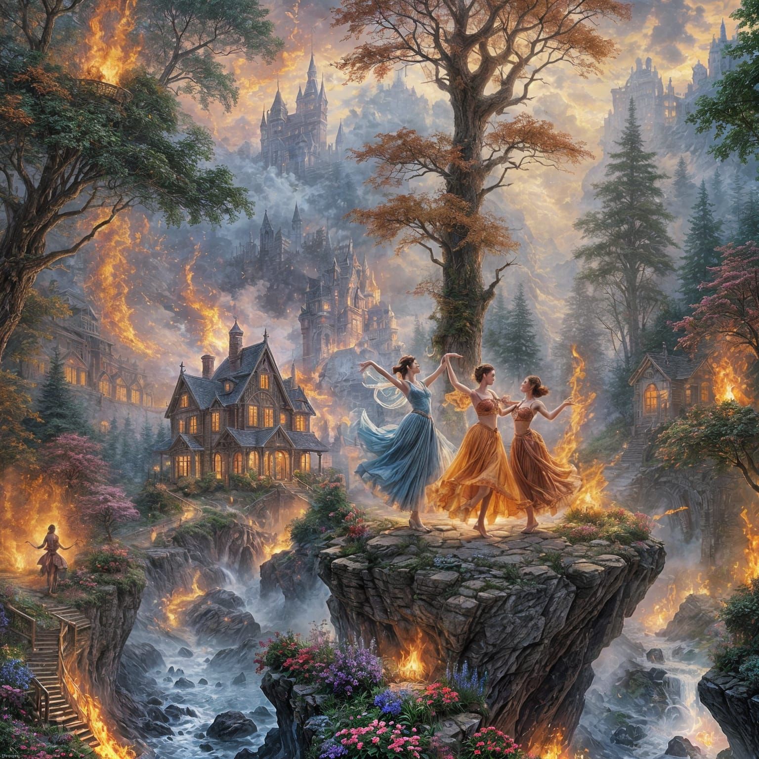Ethereal Dance of Fire in Fantasy Art Style