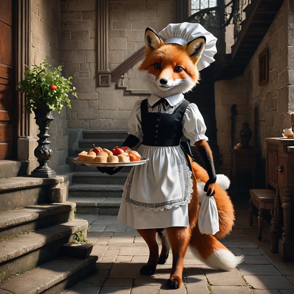 Red Fox Maid at Underhill Abbey: Surreal Art