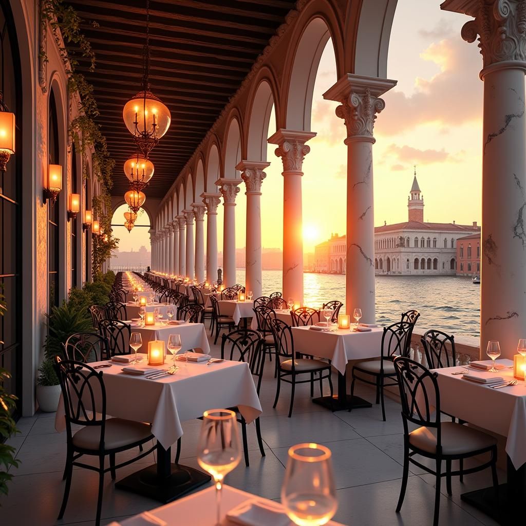 Venice Sunset: Romantic Restaurant in 3D Anime Art
