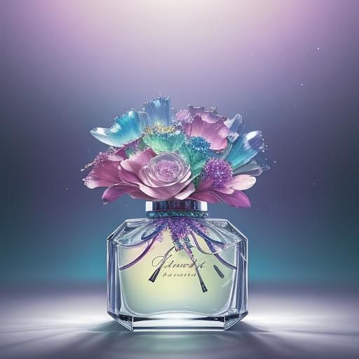 Rainbow Crystal Perfume in Splash Art Style