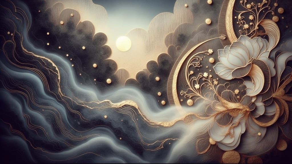 Ethereal Morning Mist with Blooming Lotus Flowers