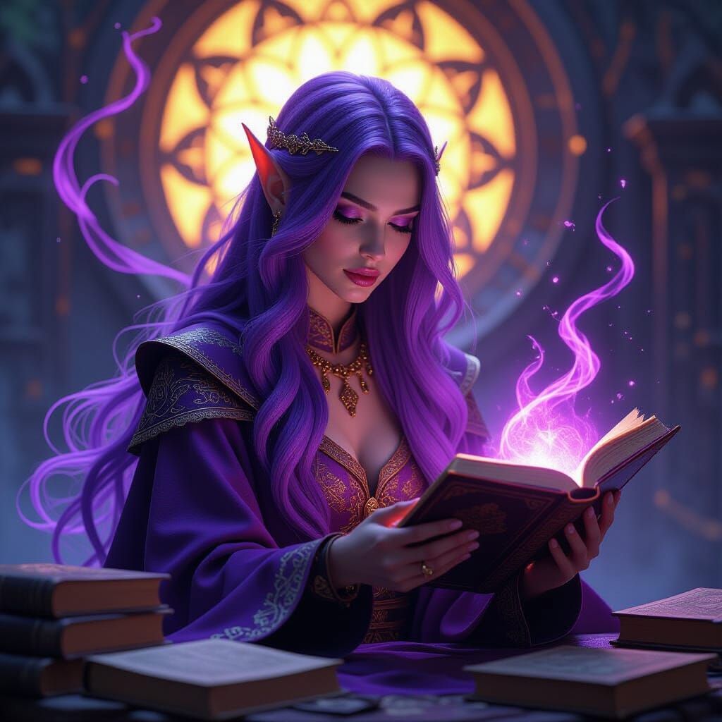 Arcane Half-Elf Sorceress in Dark Fantasy Style