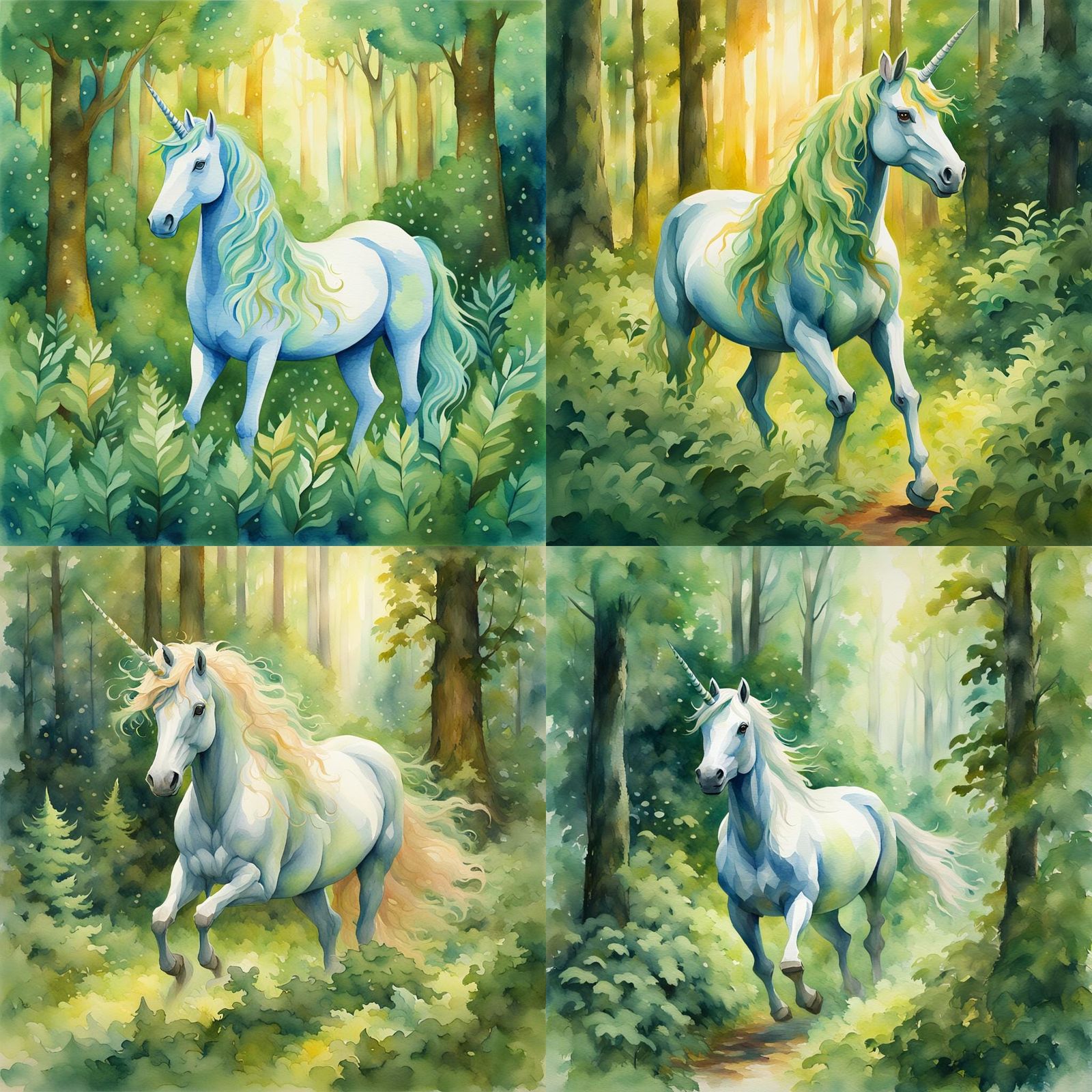Majestic Unicorn Roaming in Lush Green Forest