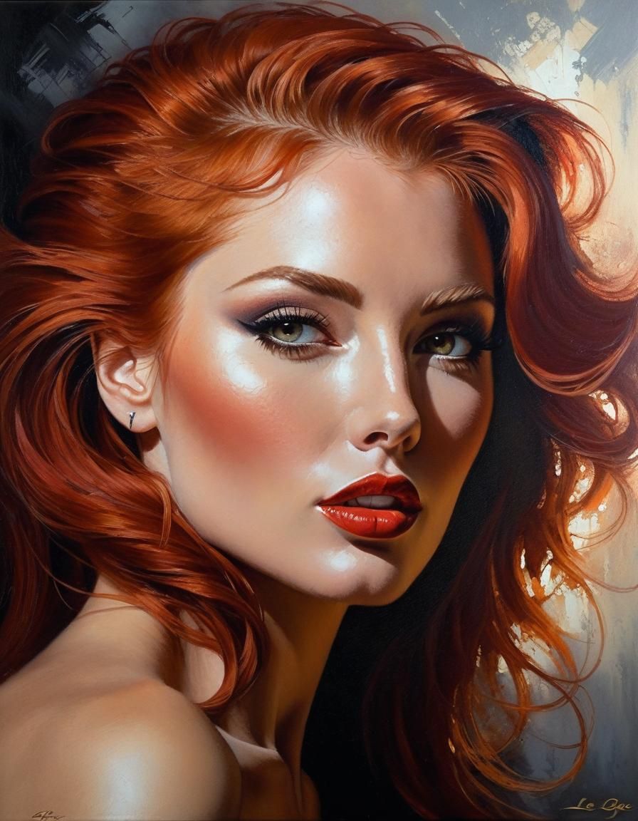 Redhead Portrait in Lee Bogle Oil Painting Style