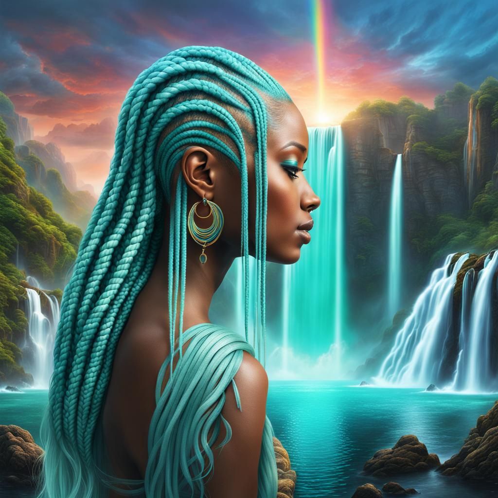 Waterfall Braids: Psychedelic Brain City Art