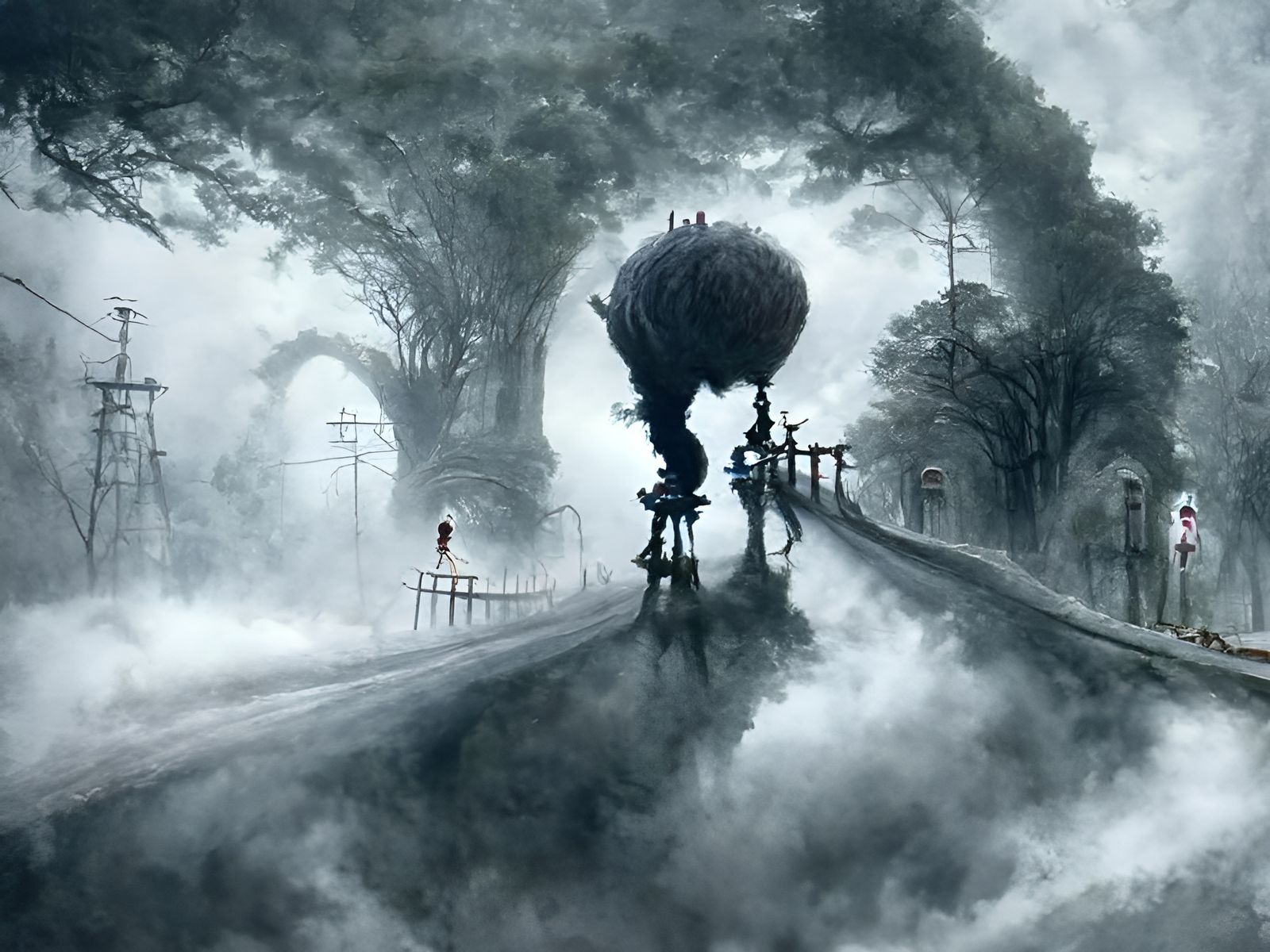 Sinister Misty Road at Night: Victorian Horror