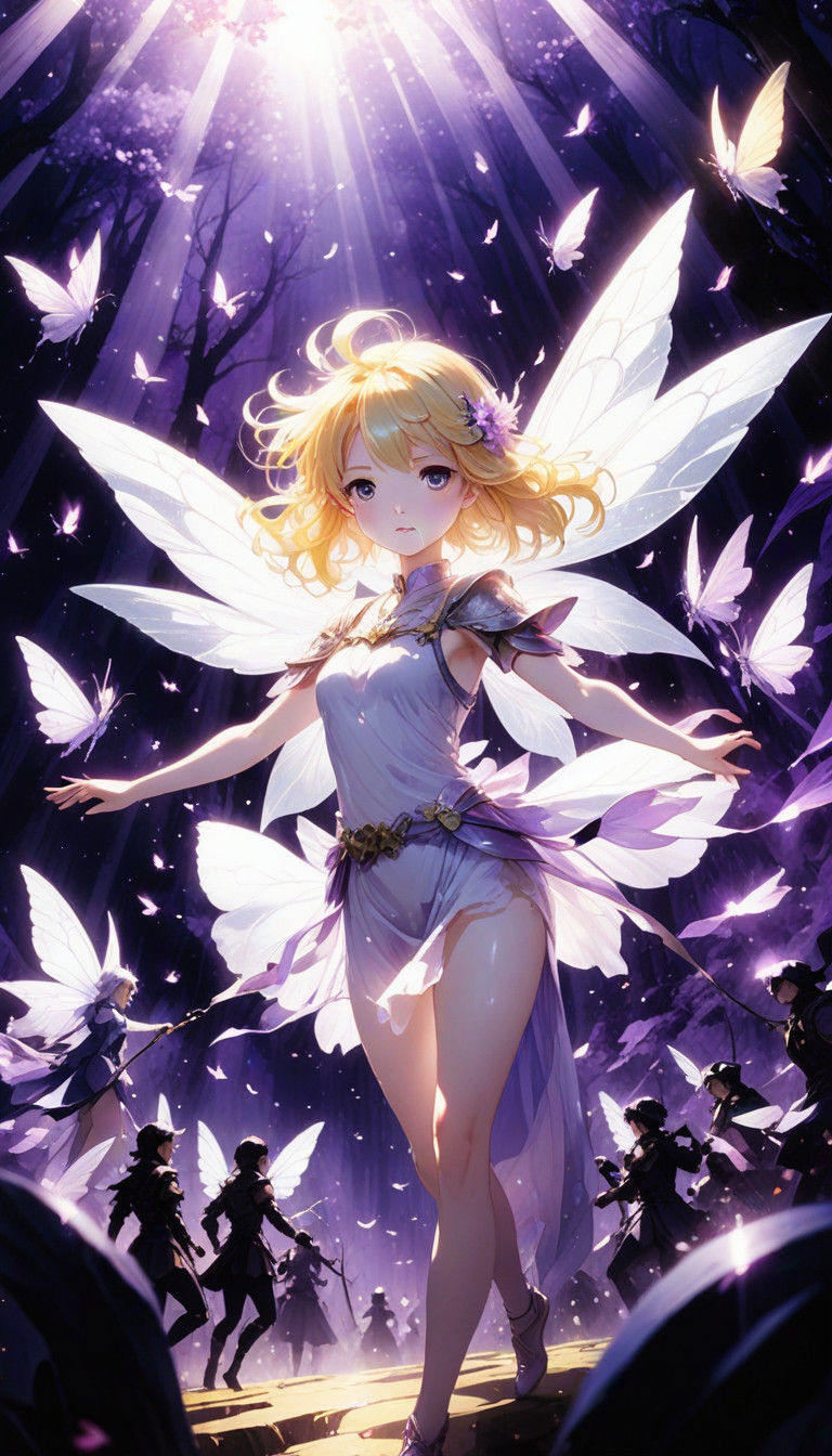 Fairy of Light Defies Dark Shadows in Whimsical Anime Realm
