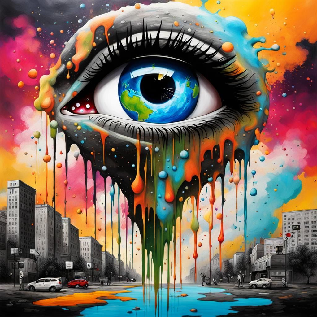 Earth Teardrop Falls: Graffiti Art in Splash Style