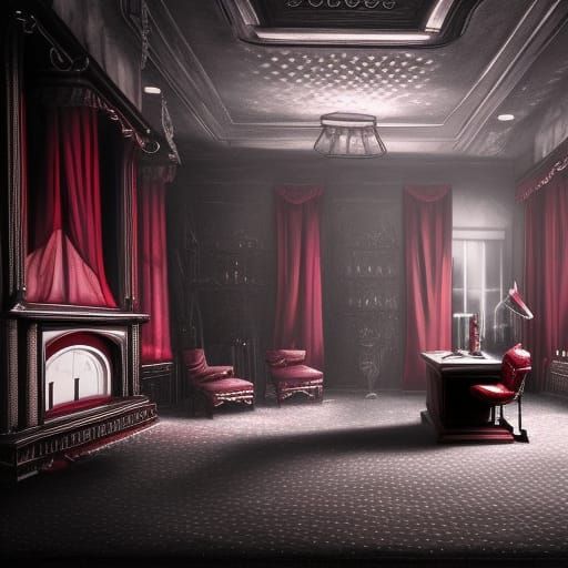 Monochrome Office with Red Wine Spill