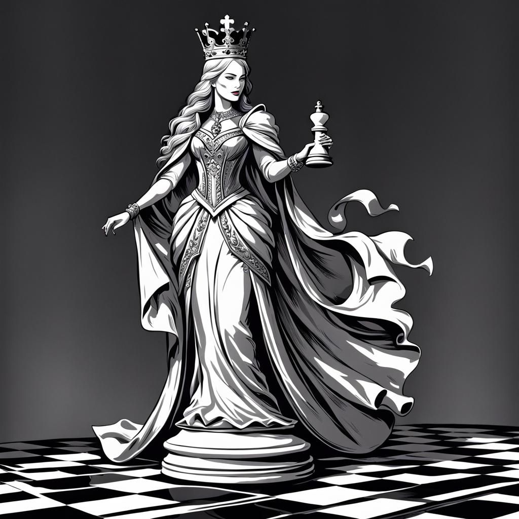 Chess Queen Dramatically Coming to Life Illustration