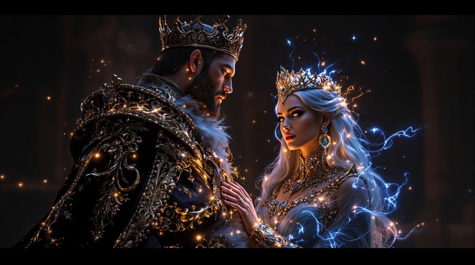 Majestic King and Queen in Dark Fantasy Splendor