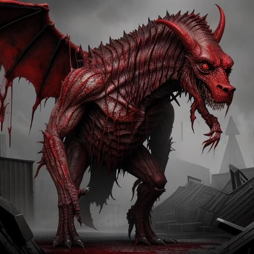 Blood Creature in Sinister Fantasy, Hyperrealistic Style