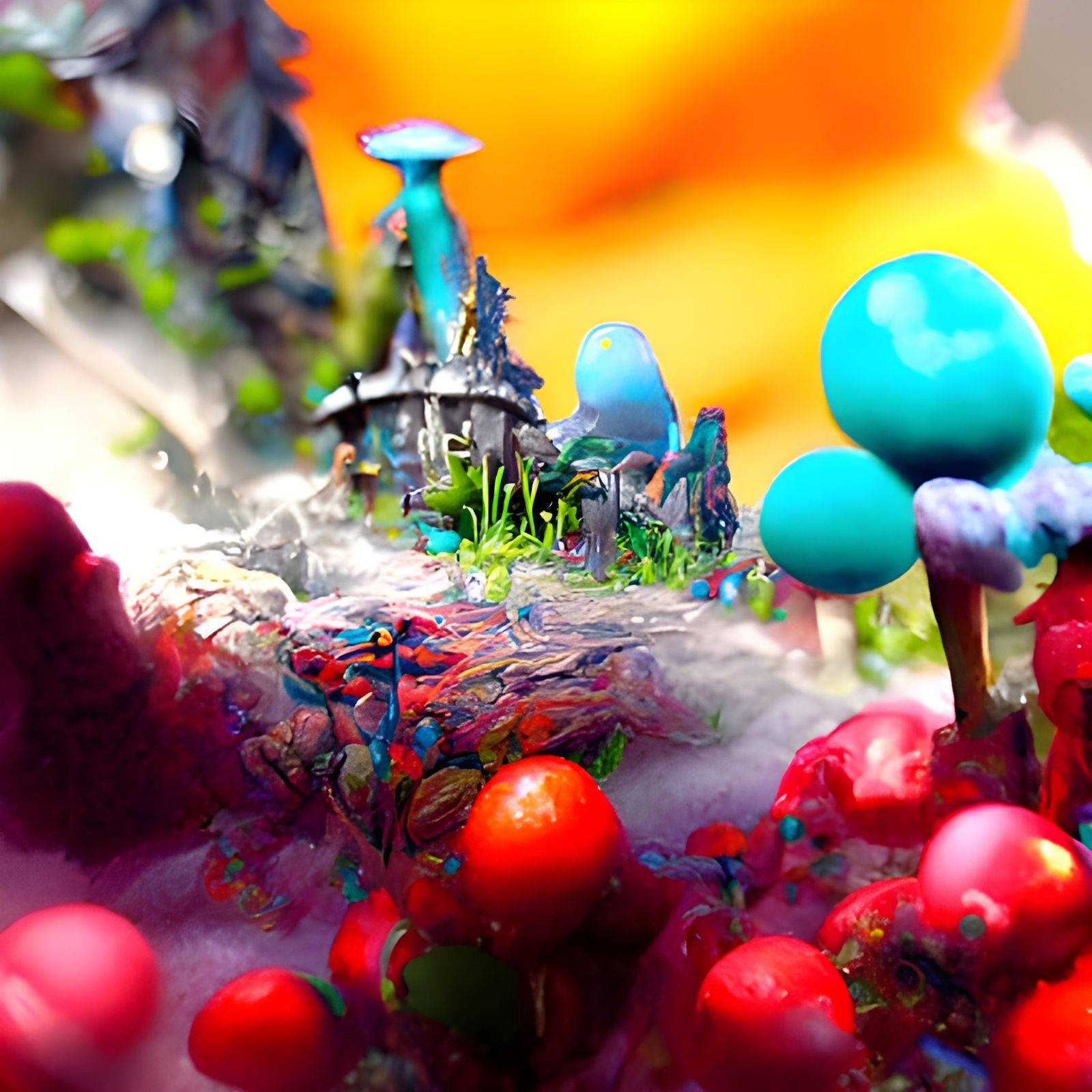 Enchanting Fantasy Mushroom Land: Detailed Matte Painting