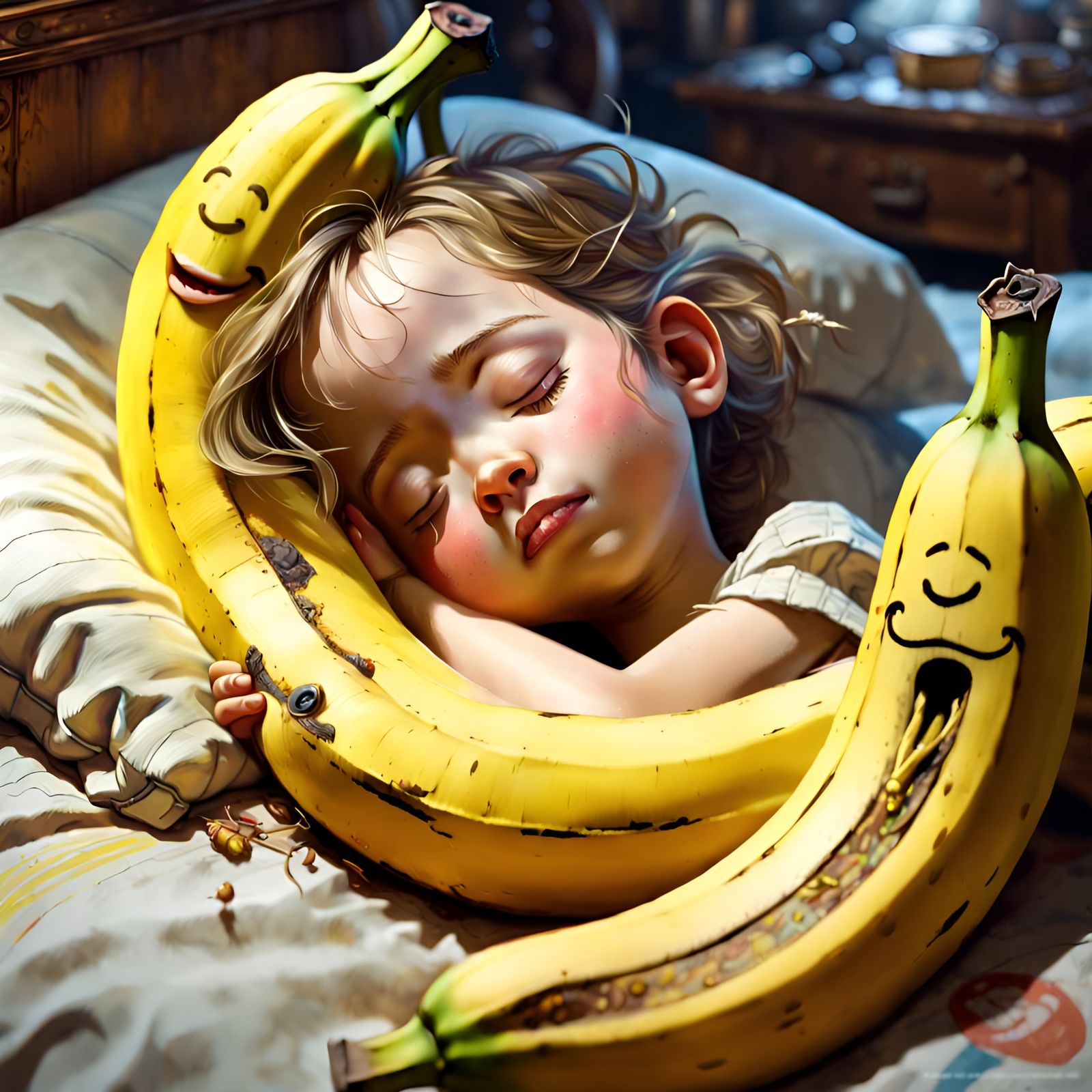 Adorable Sleeping Banana Character Design in Pixar Style
