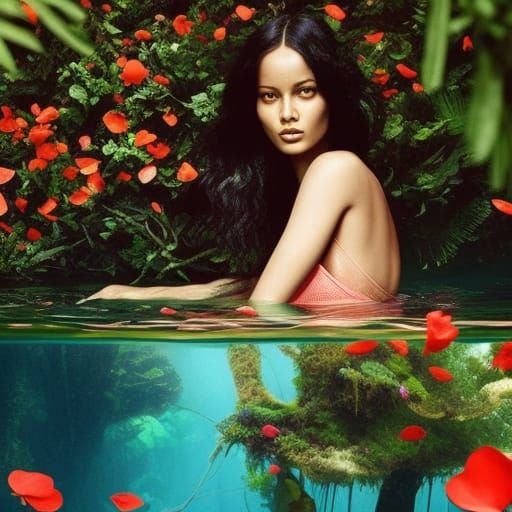 Surreal Portrait: Woman of Trees and Flowers