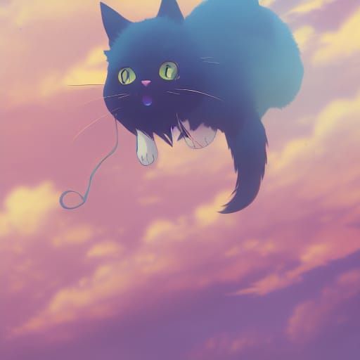 Cat Butterfly in Anime Style