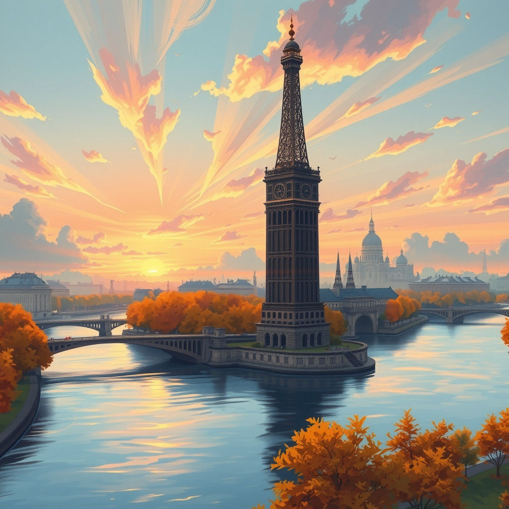 Baroque Iron Skyscraper on the Seine at Dawn