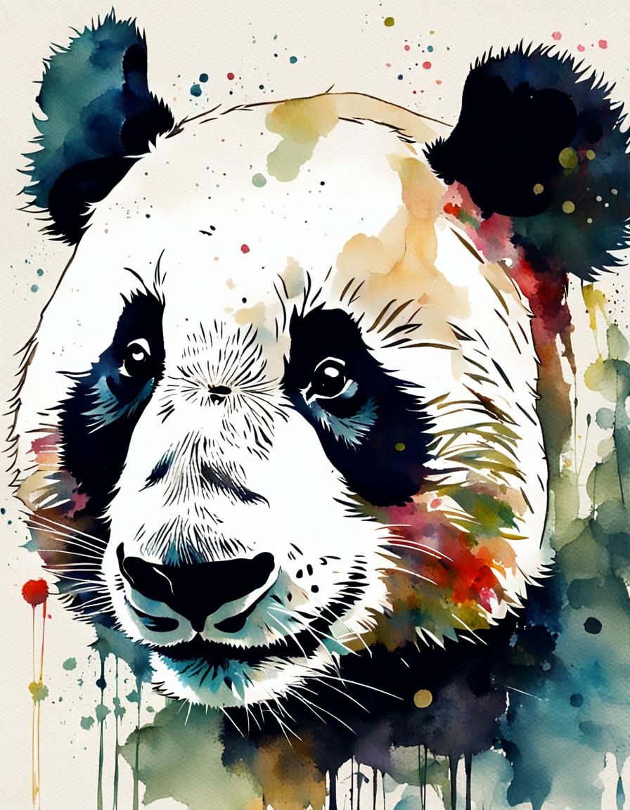Happy Panda Bear in Cartoon Style